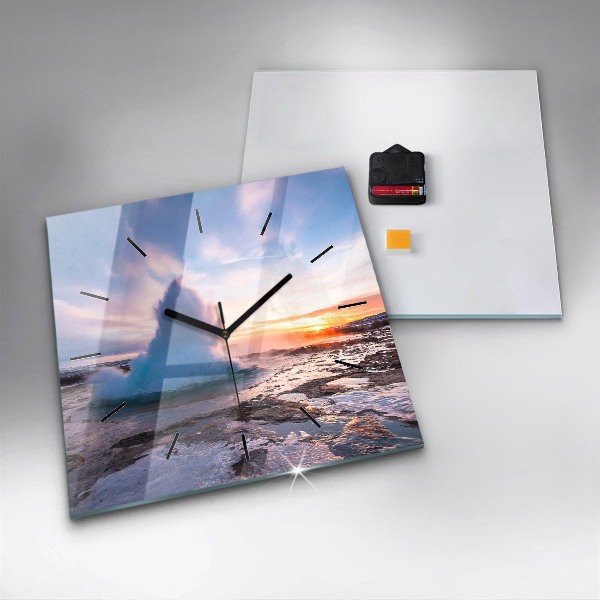 Reloj cuadrado Géiser en la isla de Islandia