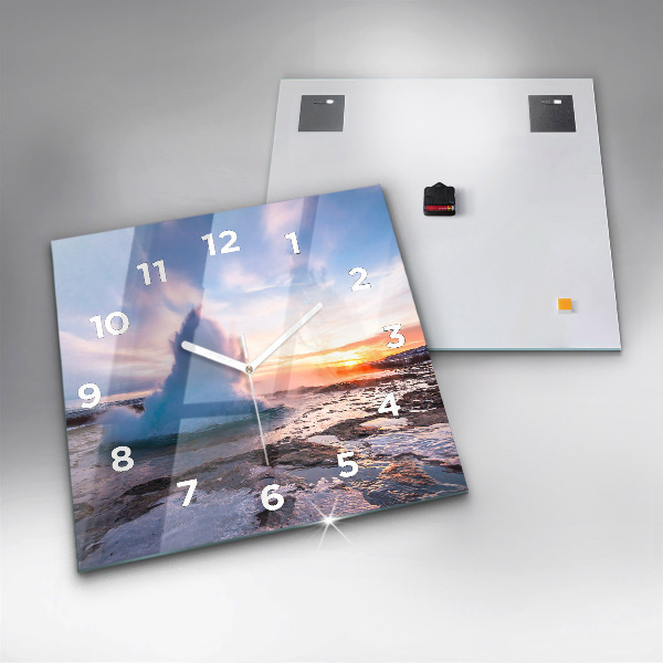 Reloj cuadrado Géiser en la isla de Islandia