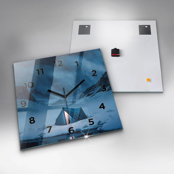 Reloj de pared cuadrado Tienda de campaña en las montañas de Islandia
