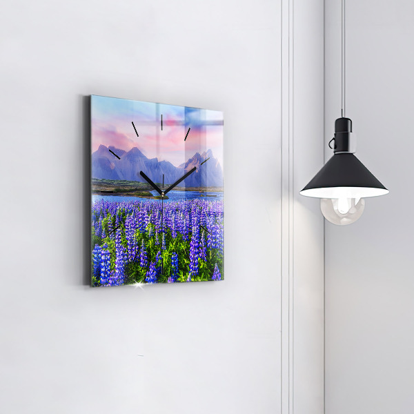 Reloj de pared cuadrado Vista de montaña Islandia