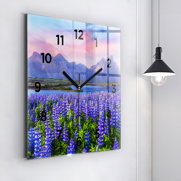 Reloj de pared cuadrado Vista de montaña Islandia