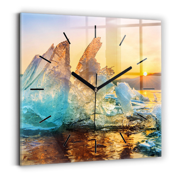 Reloj de pared cuadrado Iceberg y amanecer
