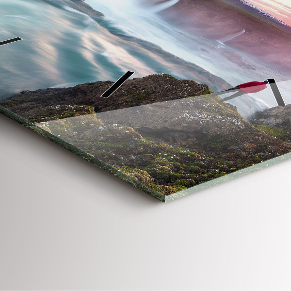 Reloj de pared cuadrado Paisaje con cascada