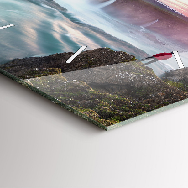 Reloj de pared cuadrado Paisaje con cascada