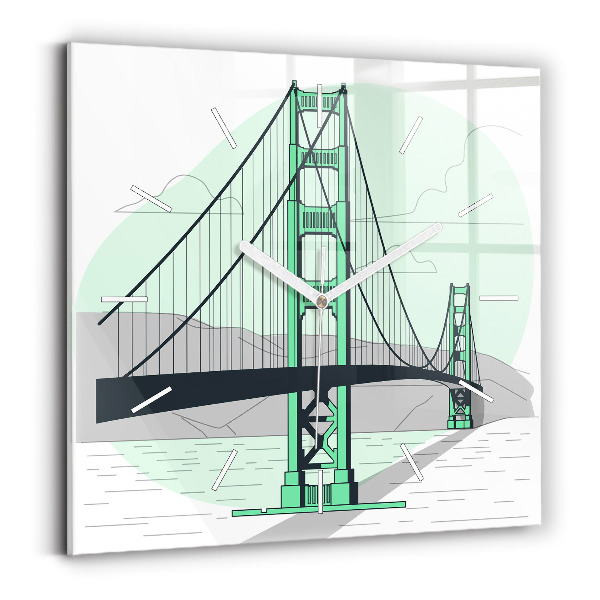 Reloj de pared cuadrado Puente verde
