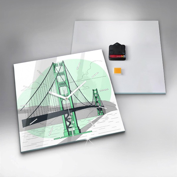 Reloj de pared cuadrado Puente verde
