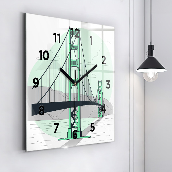 Reloj de pared cuadrado Puente verde