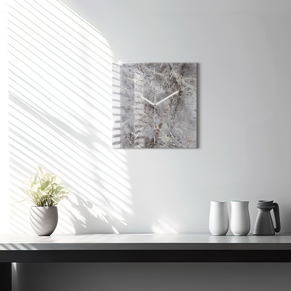 Reloj de pared cuadrado Granito gris Piedra de mármol