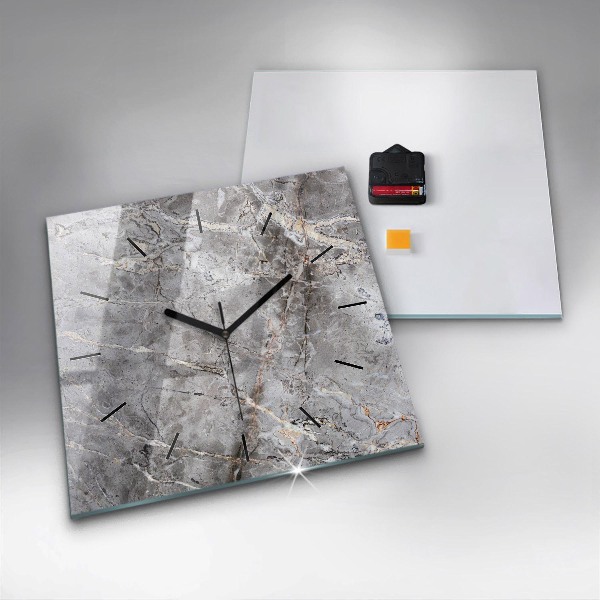 Reloj de pared cuadrado Granito gris Piedra de mármol