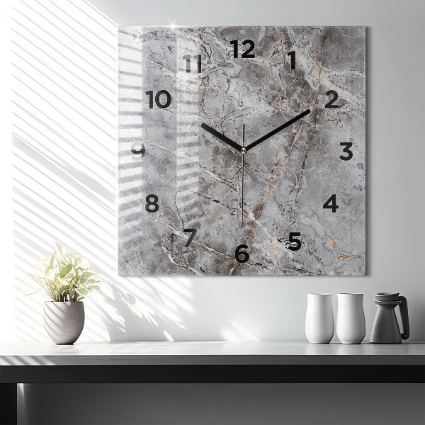 Reloj de pared cuadrado Granito gris Piedra de mármol