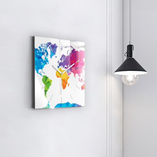 Reloj de pared cuadrado Mapamundi abstracto