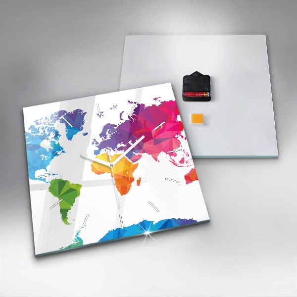 Reloj de pared cuadrado Mapamundi abstracto