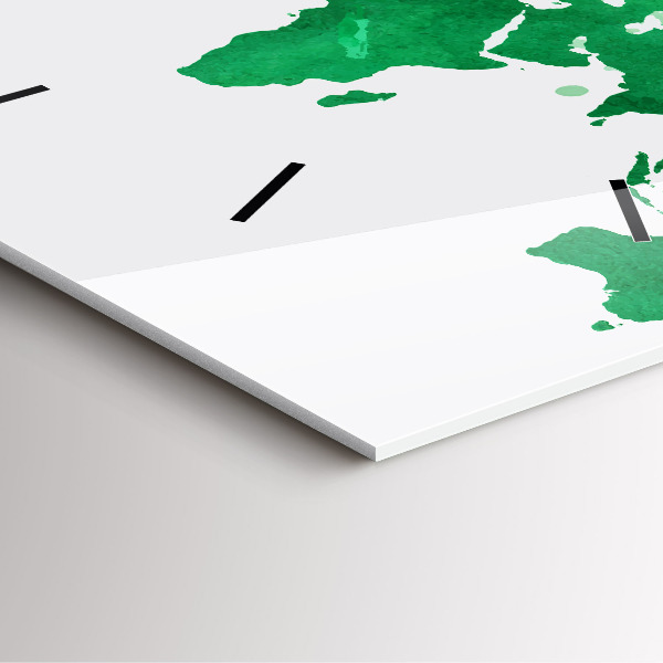 Reloj de pared cuadrado Mapamundi verde