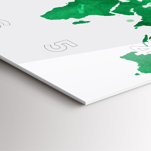 Reloj de pared cuadrado Mapamundi verde