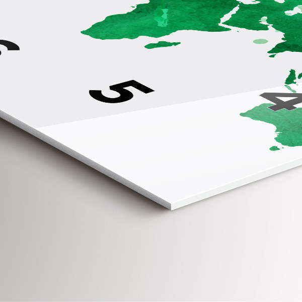 Reloj de pared cuadrado Mapamundi verde