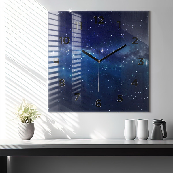 Reloj de pared cuadrado Estrellas de cielo oscuro