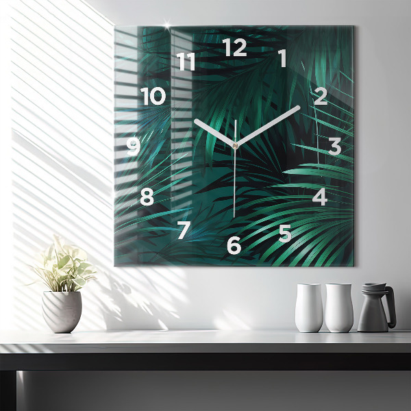 Reloj de pared cuadrado Hojas tropicales
