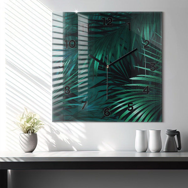 Reloj de pared cuadrado Hojas tropicales