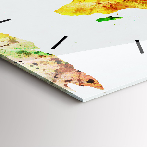 Reloj cuadrado Mapamundi en acuarela