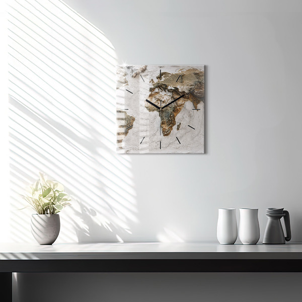 Reloj cuadrado Viejo mapa del mundo