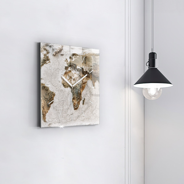 Reloj cuadrado Viejo mapa del mundo