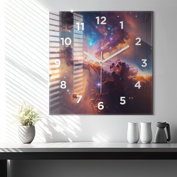 Reloj de pared cuadrado Mundo cósmico de estrellas