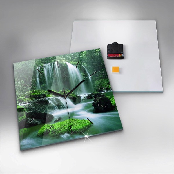 Reloj de pared cuadrado Cascada entre musgo
