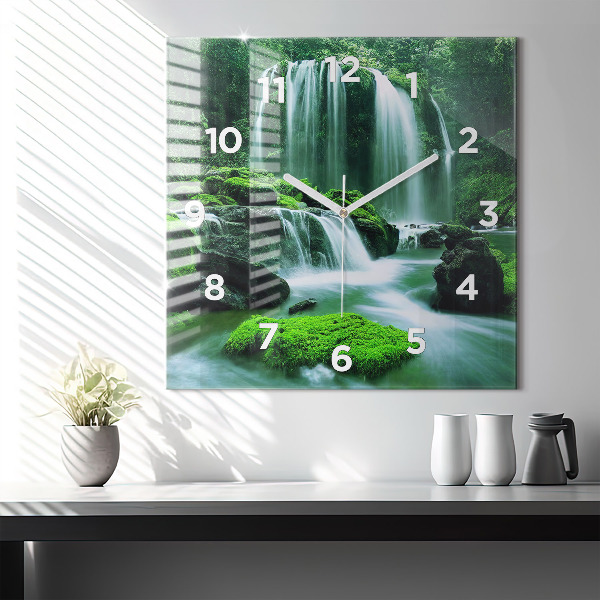 Reloj de pared cuadrado Cascada entre musgo