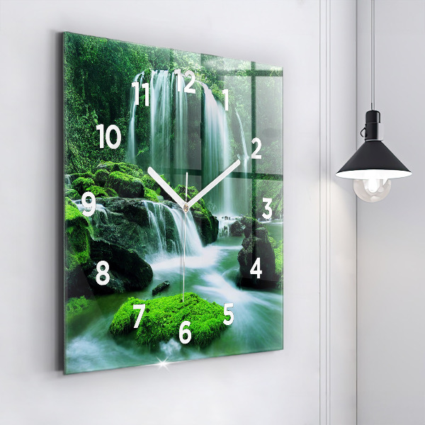 Reloj de pared cuadrado Cascada entre musgo