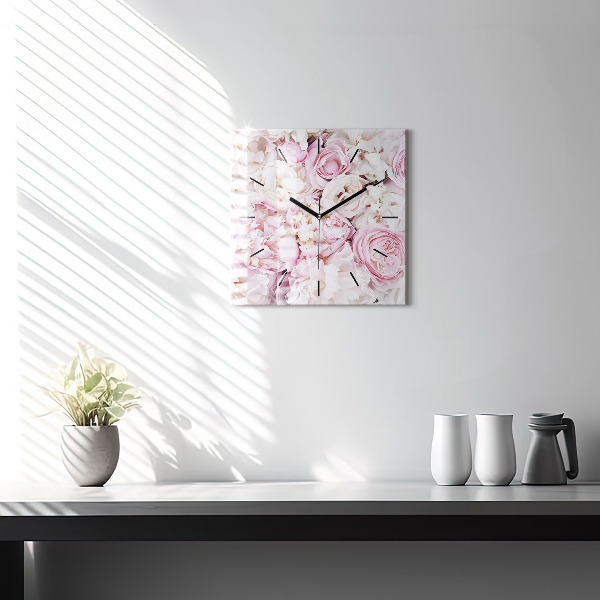 Reloj de pared cuadrado Flores decorativas