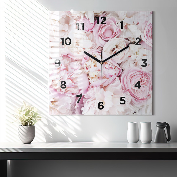Reloj de pared cuadrado Flores decorativas