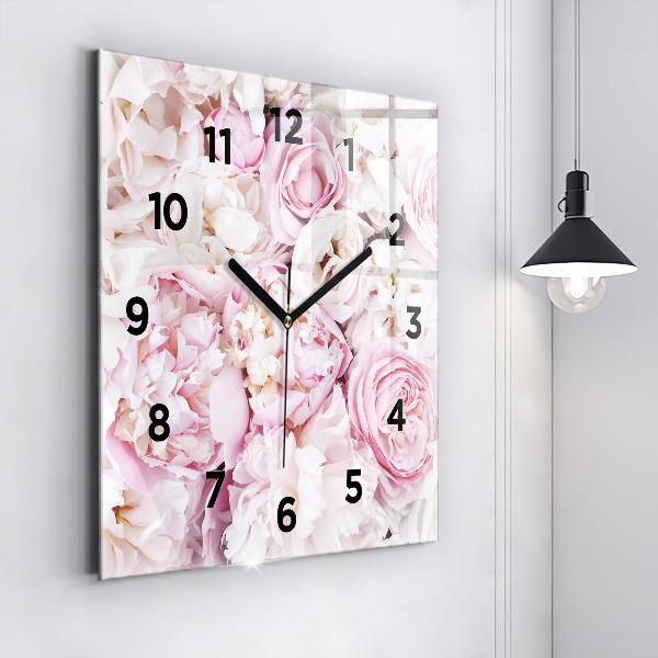 Reloj de pared cuadrado Flores decorativas
