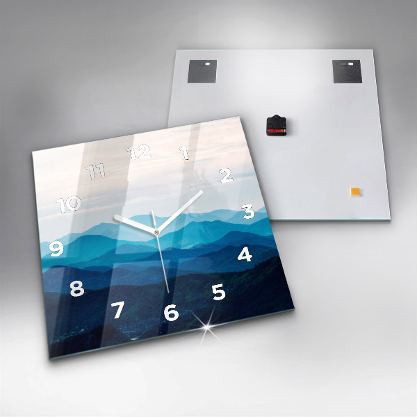 Reloj de pared cuadrado Montaña en acuarela