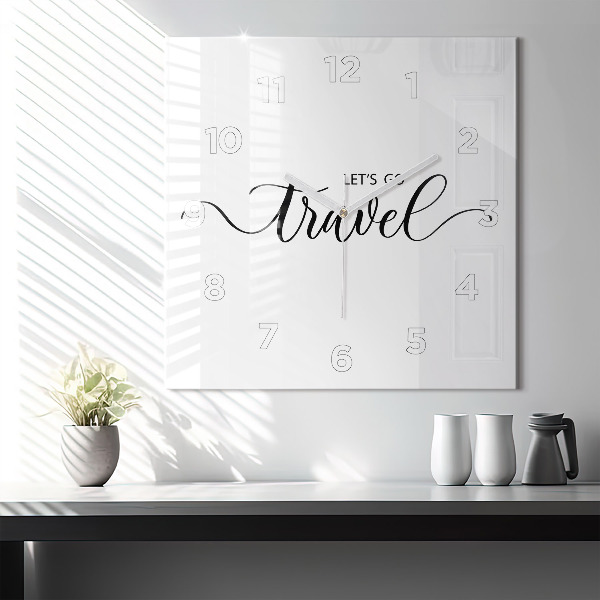 Reloj de pared cuadrado Inscripción de viaje