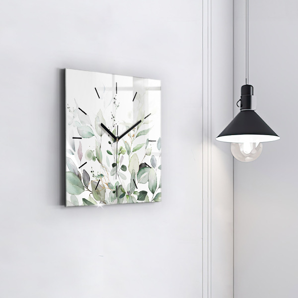 Reloj de pared cuadrado Plantas hojas