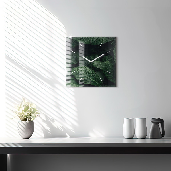Reloj de pared cuadrado Monstera tropical