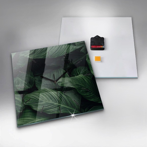 Reloj de pared cuadrado Monstera tropical