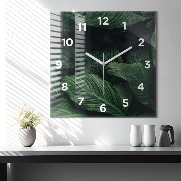 Reloj de pared cuadrado Monstera tropical