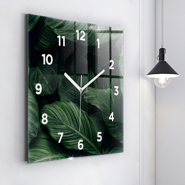 Reloj de pared cuadrado Monstera tropical