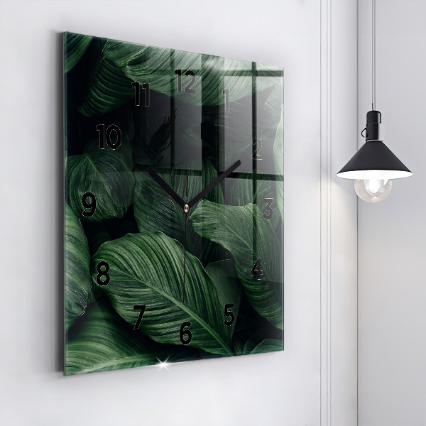 Reloj de pared cuadrado Monstera tropical