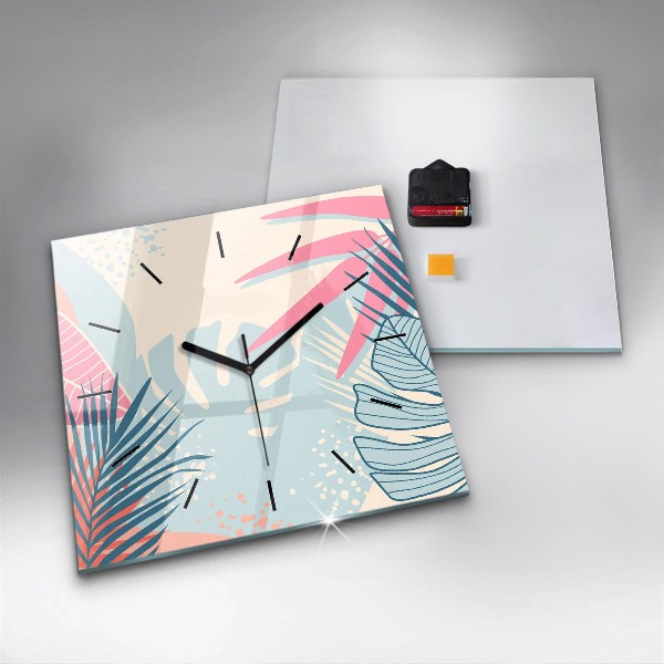 Reloj de pared cuadrado Hojas pastel