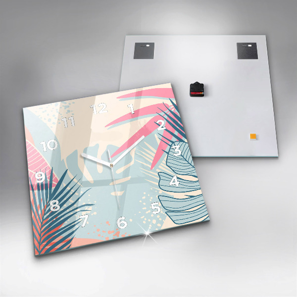 Reloj de pared cuadrado Hojas pastel