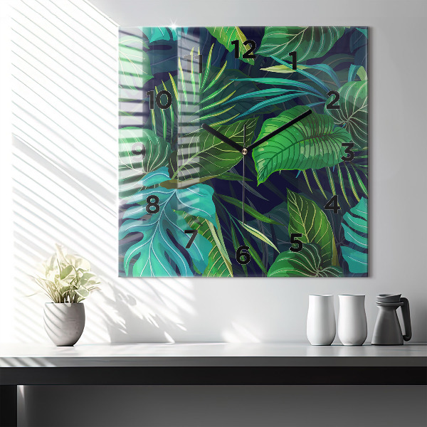 Reloj de pared cuadrado Hojas exóticas