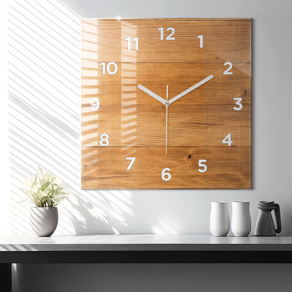 Reloj de pared cuadrado Tablas de madera