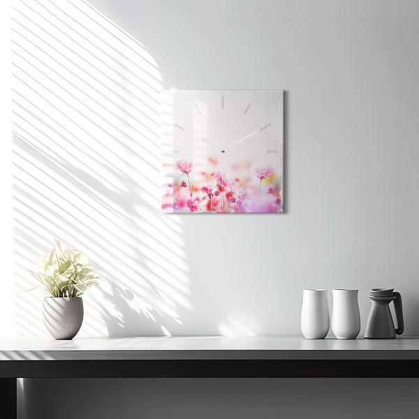 Reloj de pared cuadrado Flores en un prado