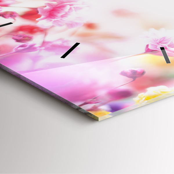 Reloj de pared cuadrado Flores en un prado