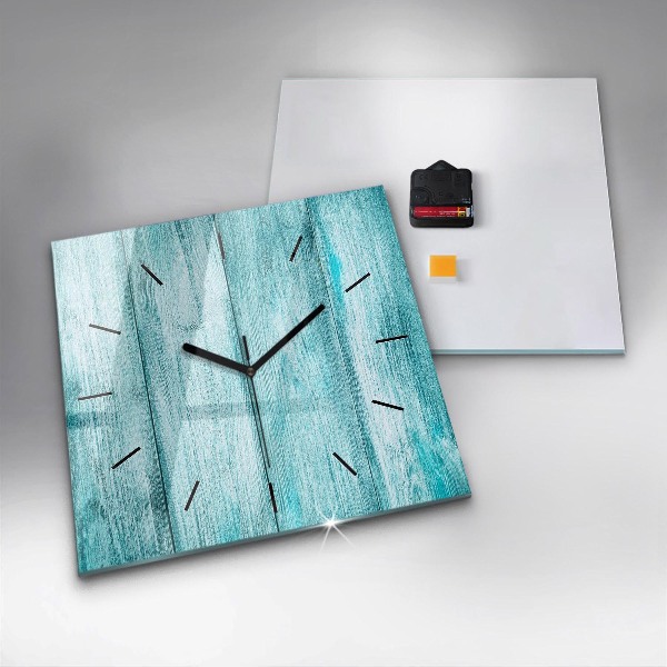 Reloj cuadrado Madera vieja azul
