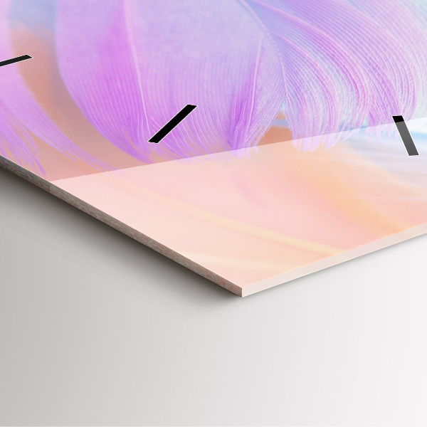 Reloj de pared cuadrado Plumas de colores