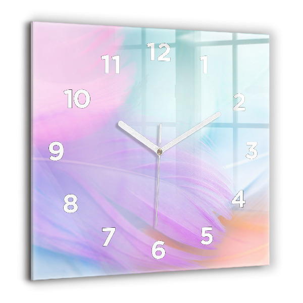Reloj de pared cuadrado Plumas de colores