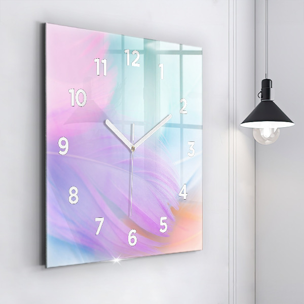 Reloj de pared cuadrado Plumas de colores